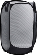 HONOMA Sturdy Mesh Laundry Hamper Basket Bag,Pop up Basket with Side Pocket for Laundry Room, Bathroom, Kids Room, College Dorm or Travel (Pop Vertical, Black)