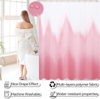 iMucci Bathroom Accessories Pink Bathroom Sets with Shower Curtain and Rug, Pink Ombre Waterproof Shower Curtain with Ultra Absorbent Rug Bathroom Accessories Set for Home Decor