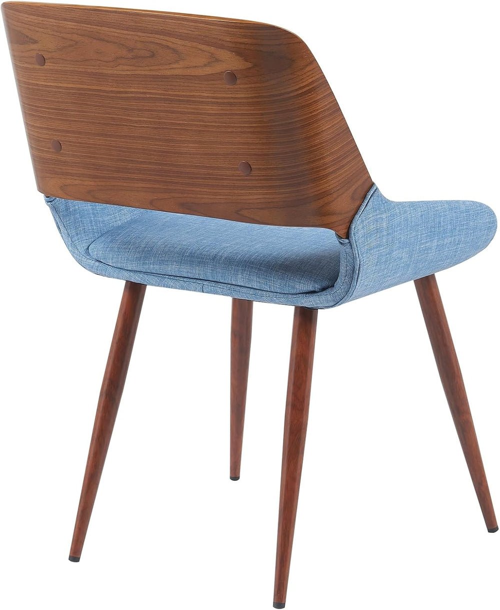 Armen Living Panda Mid-Century Upholstered Dining Chair in Walnut Finish with...