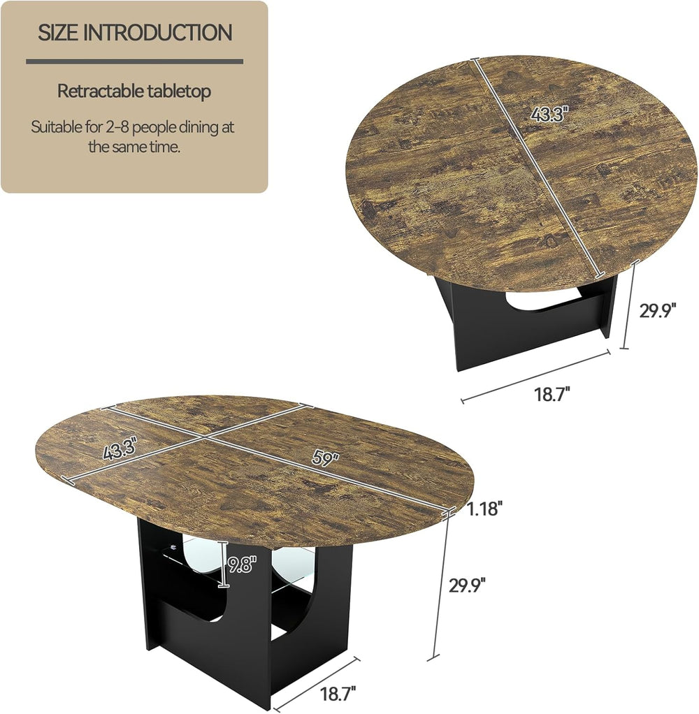ARTETHYS 43.3"-59" Extendable Round Dining Room Table for 4-8 with ...