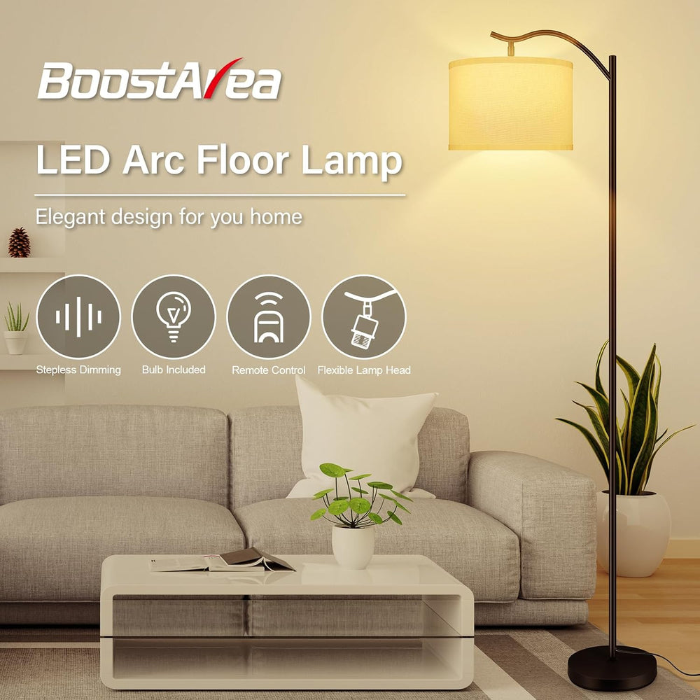 BoostArea Floor Lamp for Living Room,Arc Floor Lamp with Remote Control,Stepl...