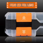Tool Box with Transparent Lid, Double Side 34-Compartments Organizer Box with Removable Dividers for Hardware, Screws, Bolts, Nails, Beads, Jewelry and Fishing Accessories, Orange, 2 Packs