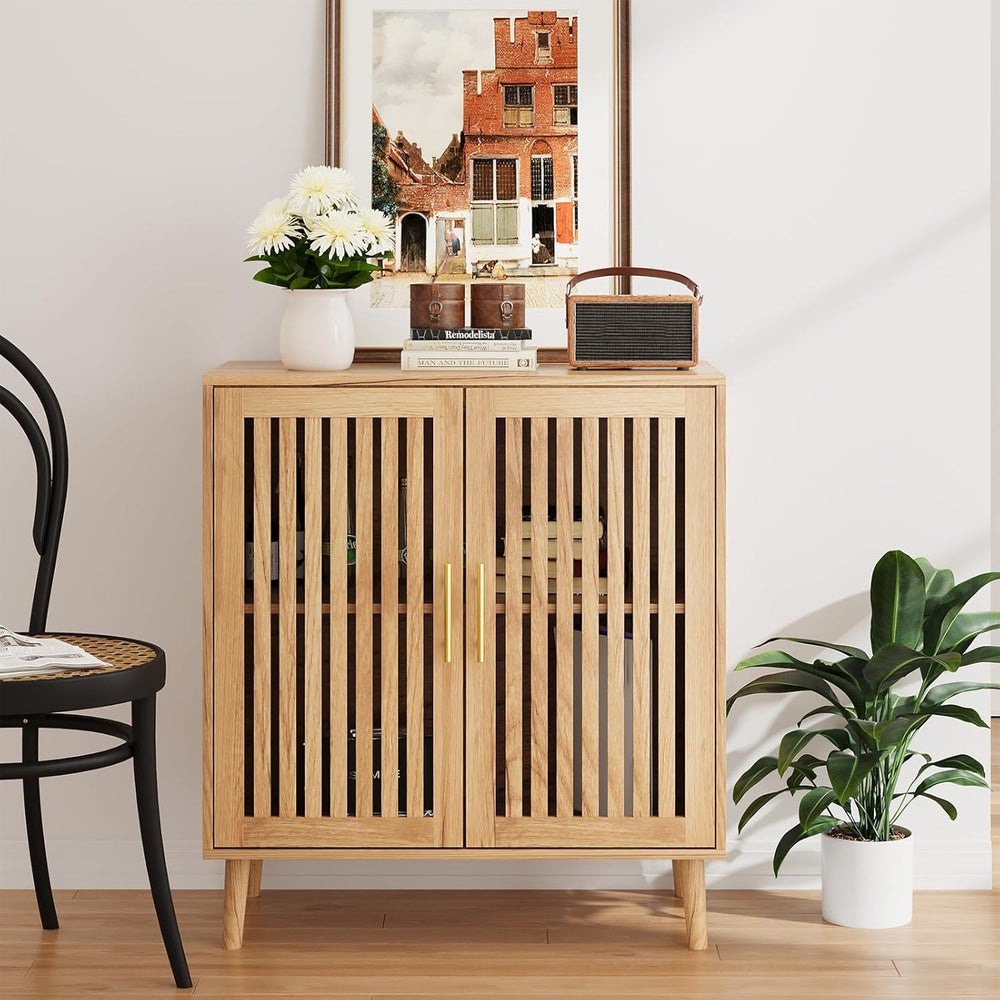 Buffet Cabinet with Storage,Sideboard with Grille Doors&Adjustable Shelf,...