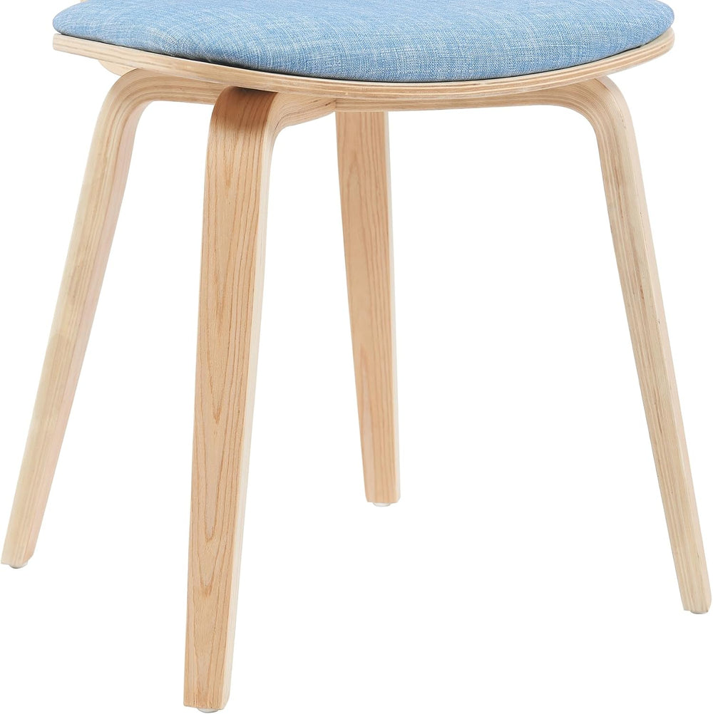 Armen Living Jaguar Mid-Century Dining Chair with Light Blue Fabric Upholster...