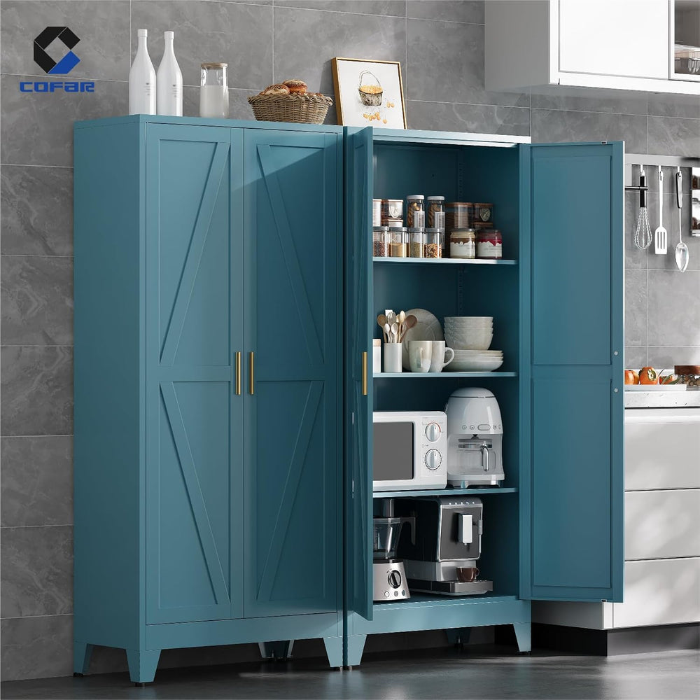 COFaR Metal Pantry Cabinet with Doors, Farmhouse 61'' Tall Storage Ca...