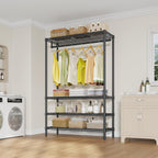 VIPEK V1 Plus Heavy Duty Clothes Rack with Shelves - 4 Tiers Adjustable Height | Holds Up to 540lbs | Perfect for Small Spaces, Apartments | Compact Design for Flexible Storage, Black