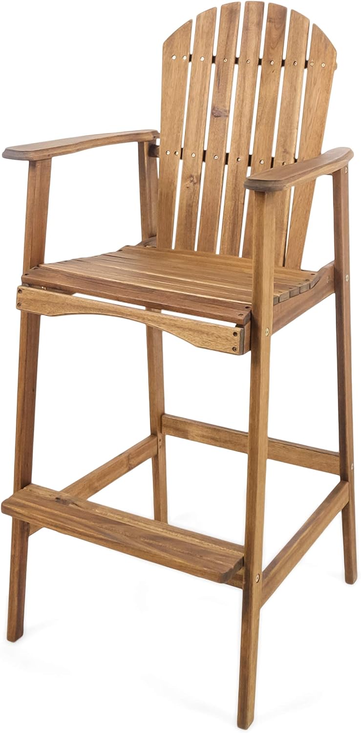 Great Deal Furniture Noble House Malibu Outdoor Acacia Wood Adirondack Barsto...