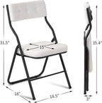HOMEFUN Padded Folding Chairs 4 Pack - Foldable Dining Chair with Cushion, Portable and Assembled Extra Seat for Guests Kitchen Office Wedding Party Teddy White