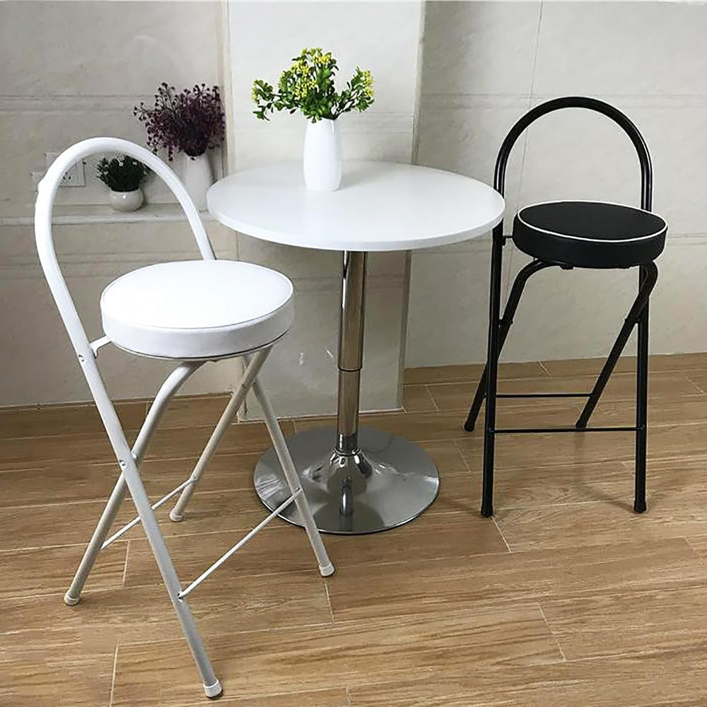 QQXX Folding Bar Stool with Footrest,Leather Padded Folding Kitchen Stool,Por...