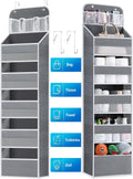 Over the Door Organizers - 5 Shelf Hanging Door Storage with 5 Spacious Pockets, Anti -Tilt 44 lb Load Behind Door Organizer for Bedroom,Nursery,Bathroom,Kitchen,Dorm,Pantry - 1 Pack,Grey