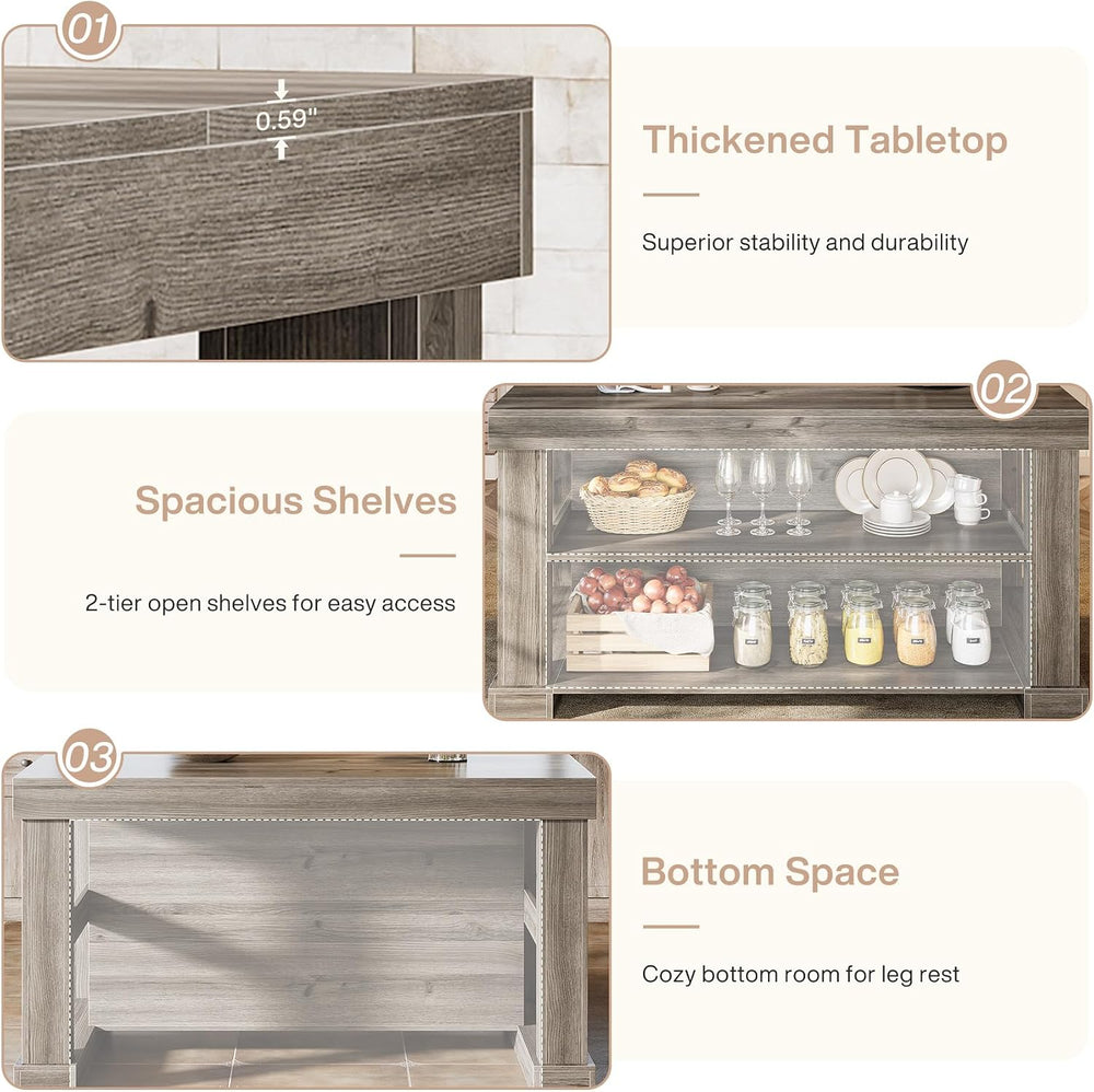 Tribesigns Rectangular Bar Table, High Top Pub Table with 3 Shelves