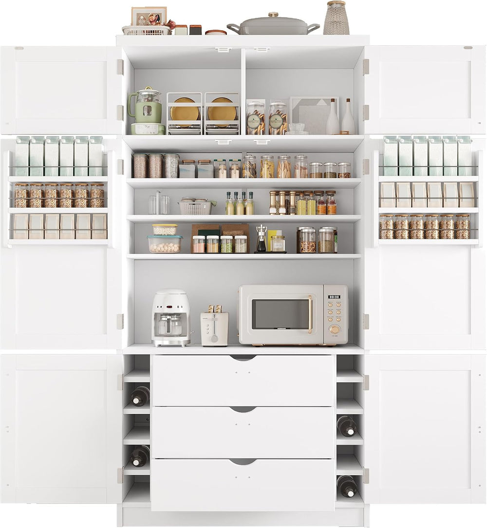 JIJIWANG 80.1'' Modern Kitchen Pantry Storage Cabinet with Adjustable...