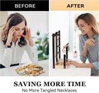 DreamGenius Jewelry Organizer Stand with Velvet Ring Holder, 4 Tier Jewelry Holder Organizer with 11 Hooks for Necklaces and 132 Holes for Earrings, Black