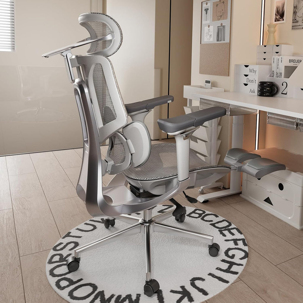 Hbada E3 Pro Ergonomic Office Chair, Big and Tall Office Chair - with 3-Zone Dynamic Lumbar Support, 4D Adjustable Headrest, 6D Adjustable Armrests, Grey