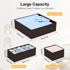 DIMJ Drawer Organizer Clothes, 12 Pack Underwear Organizer, Foldable Closet Organizers, Sock Organizer Bra Organizer, Fabric Dresser Organizer for Clothes, Bra, Socks, Tie (Brown)
