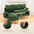 Vesgantti Large Modular Sectional Sofa, Big Comfy Cloud Couch with Ottoman Deep Seat Chenille Cloud Sofa, 9 Seater Large Sectional Couches for Living Room, Bedroom and Apartment, Green
