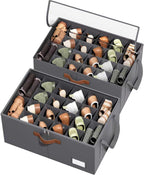 2 Pack Shoe Organizer for Closet, Foldable Shoe Storage Organizer with Clear Cover, Lable and Reinforced Handles, Space Saving Shoes Box Fits up to 20-40 Pairs, Gray