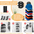 2 Pack Hat Organizer for Baseball Caps,Hat Rack for Wall, Compact Hat Storage Display Holder,Hold Up to 16 Hats,Hat Hanger Strong Adhesive/Wall Drilled for Door,Bedroom,Closet