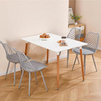 Mid Century Plastic Dining Chair Set of 4 - Padded Tulip Chairs for Kitchen Living Room Mesh Design - Simple Modern Side Chair with PU Cushion for Indoor Outdoor Bistro Patio Cafes -Gray