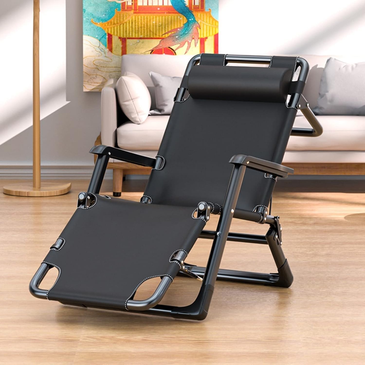 Oversized Gravity Chair, XL Lounge Chairs for Outside, Folding Reclining Camping Chair for Deck, Yard, Porch,