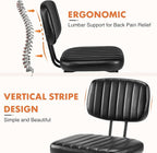 Sweetcrispy Dining Chairs Set of 4, Upholstered Mid Century Modern Kitchen Accent Chairs with Faux Leather Cushion Seat & Metal Legs for Home Office, Living Room - Black