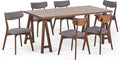 Christopher Knight Home Abraham Mid-Century Modern 7 Piece Dining Set with A-Frame Table, Dark Gray + Walnut