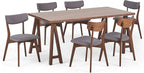 Christopher Knight Home Abraham Mid-Century Modern 7 Piece Dining Set with A-Frame Table, Dark Gray + Walnut