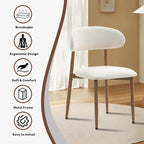 UVV Dining Chairs Set of 6, Metal Kitchen Chairs with Modern Fabric Upholstered for Dining Room, Beige