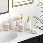 Bathroom Accessories Set- 25PC White Bathroom Set, Bathroom Set with Shower Curtain and Rugs, Pink Shower Curtain Set, Soap Dish & Trash Can