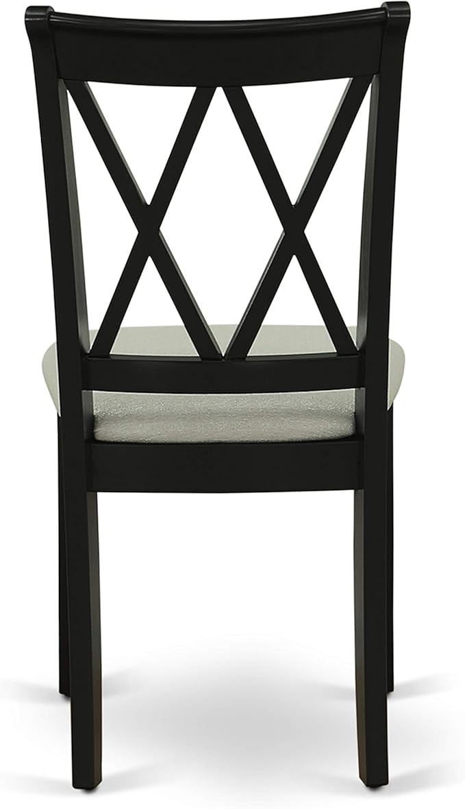 East West Furniture CLC-BLK-C Clarksville Dining Room Chairs - Linen Fabric Upholstered Wood Chairs, Set of 2, Black