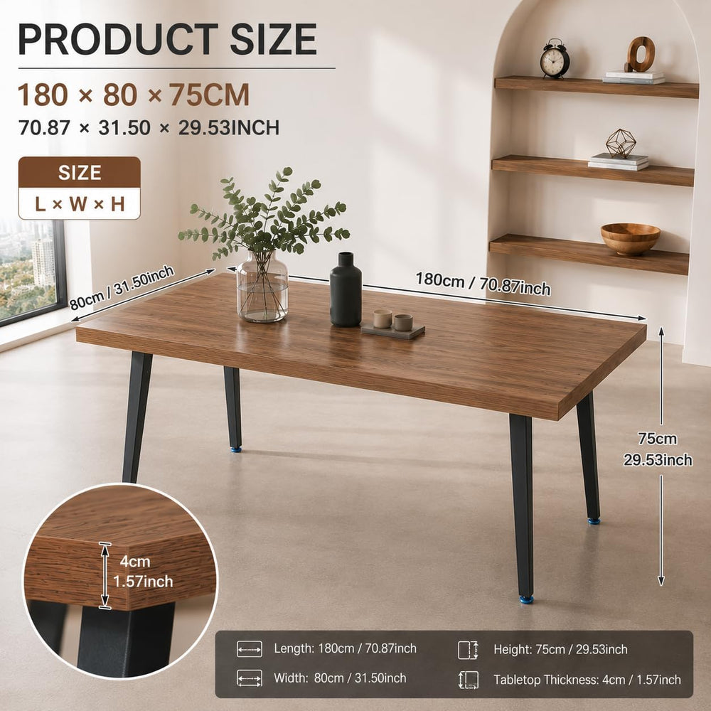 ZckyCine 70.8" Walnut Dining Table with 6 PU Leather Chairs, 7-Piece Mod...