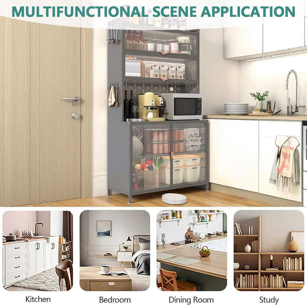 73'' Tall Kitchen Pantry Cabinet,Metal Pantry Cabinet with Adjustable...