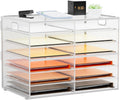 Marbrasse 7 Tier Desktop Literature Organizer, Mesh Paper Organizer Desk Organizers, File Sorter Mail Center Paper Storage Cabinet Classroom Keepers Mailbox for Office Home School, White