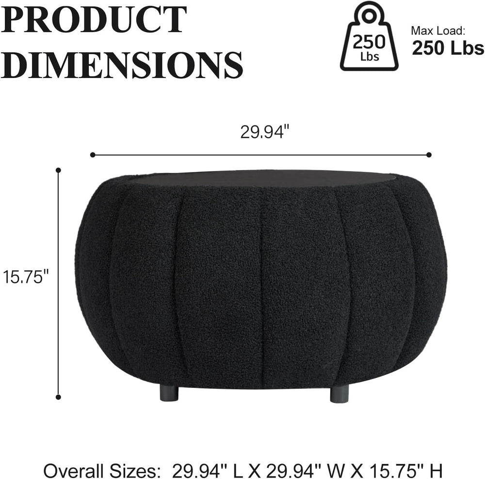 YDcosyfy 30 Inches Round Ottoman Coffee Table with Storage, Upholstered Ottom...