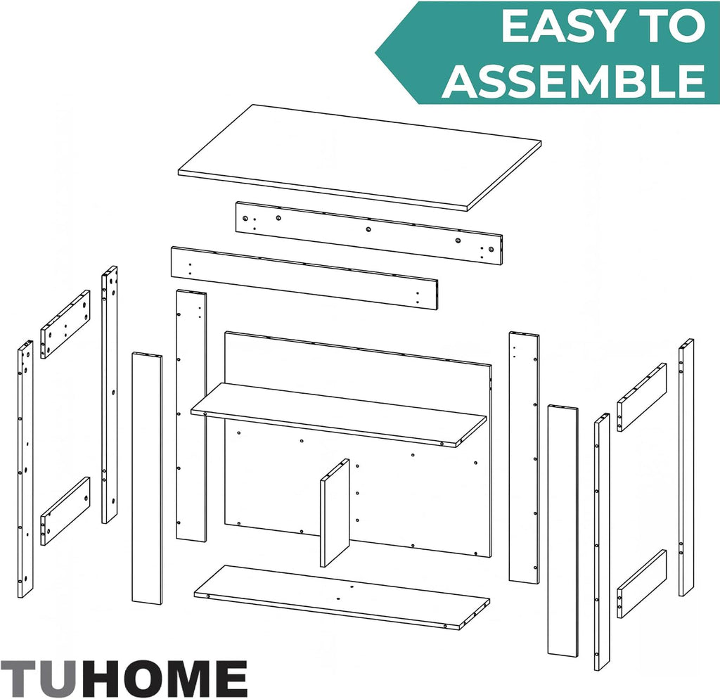 TUHOME Cala Kitchen Island with Storage and Seating, 35.4" Tall Workstation, 3 Open Shelves, Wide Tabletop, Four Sturdy Legs, Engineered Wood, Small Kitchen Island for Meal Prep