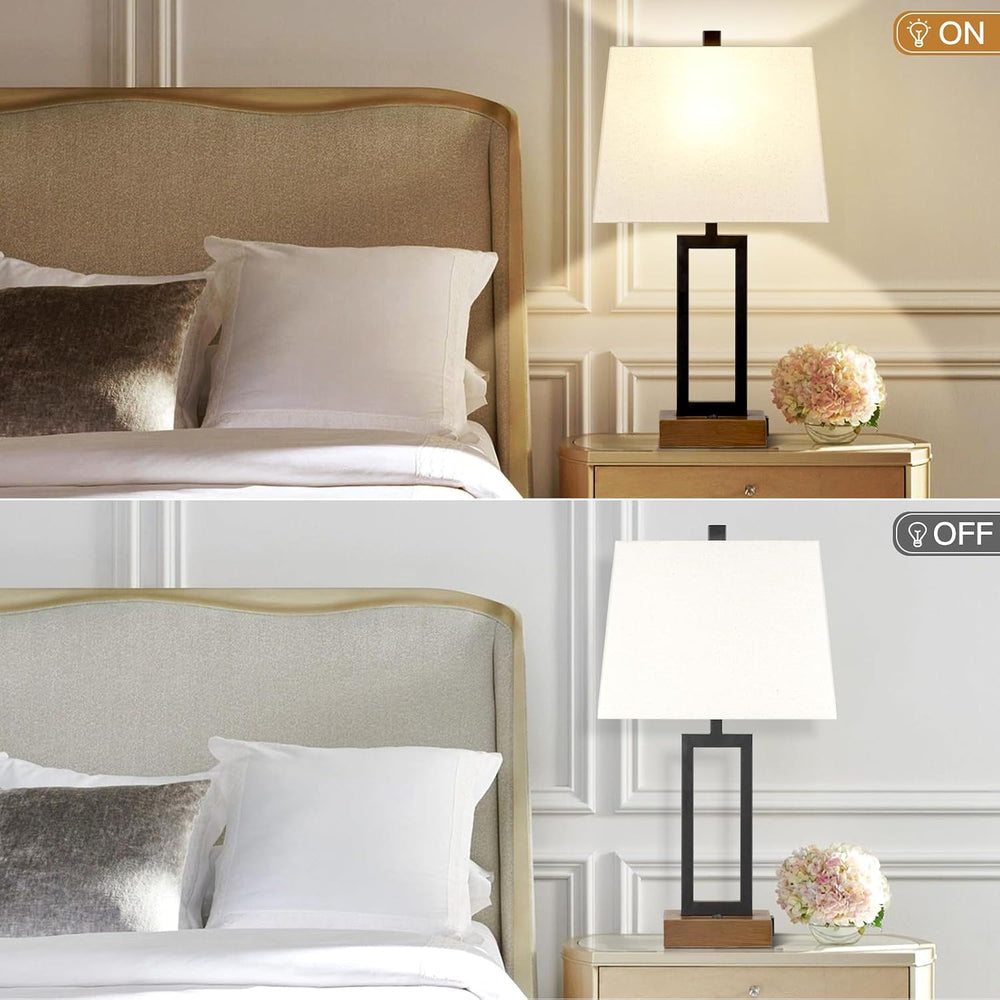 Lolikit Table Lamp for Bedroom Set of 2 with 2 USB Ports and AC Power Outlet,...