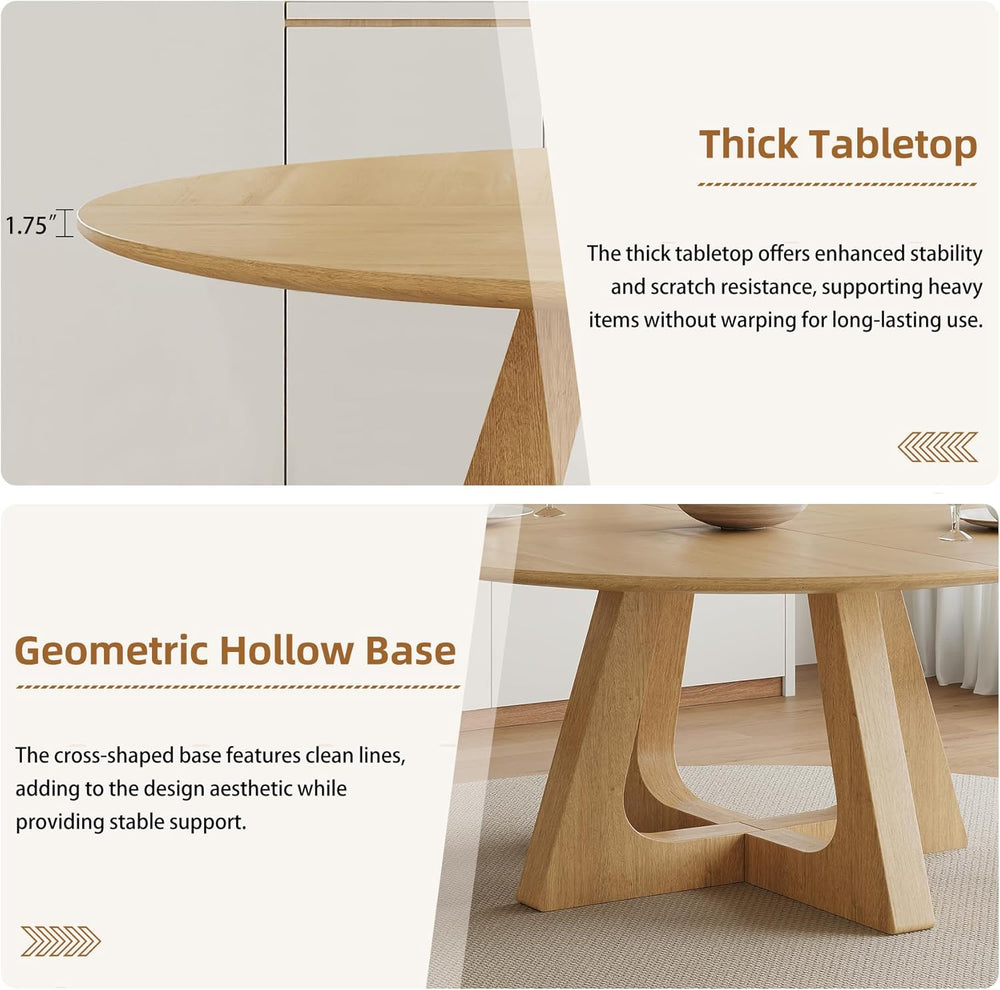 55.25" Round Dining Table for 4-6 People, Farmhouse Circle Kitchen Table...