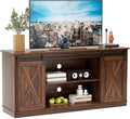 Sweetcrispy TV Stand for Televisions up to 65 Inch Farmhouse Entertainment Center with Storage Cabinets Sliding Barn Doors Modern Living Room Furniture Media Console Table for Bedroom, Brown