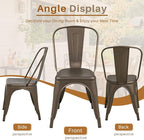 Furmax Metal Dining Chair Indoor Outdoor Use Stackable Classic Trattoria Chair Chic Dining Bistro Cafe Side Metal Chairs Set of 4 (Gun)