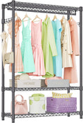 IZEUK 3 Tier Heavy Duty Garment Rack Wire Clothes Rack for Hanging Clothes, Metal Freestanding Closet Wardrobe Rack with 1 Rod and Side Hooks Dark Grey 15.7" D x 45.3" W x 72.4" H