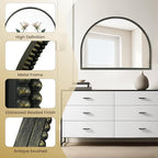 WallBeyond Black Vintage Mirror for Vanity 32x24 Inch, Gold Antique Mirror with Ornate Beaded Frame for Bathroom, Living Room, Fireplace, Entryway