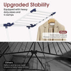 APEXCHASER Clothes Drying Rack Foldable, Large Drying Rack Clothing, Winged Laundry Rack Folding Indoor Outdoor, Metal Clothes Airer for Bedding Towel Sweater Heavy Duty, 68.9" X 22" X41.3", White