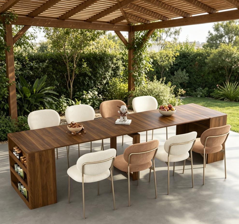 27.5"/122.8" Extendable Dining Table, Kitchen Dining Room Table wit...