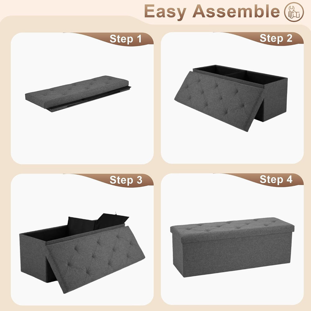30 inch Storage Ottoman Bench, 30 inch Folding Storage Bench Ottoman, for Bed...