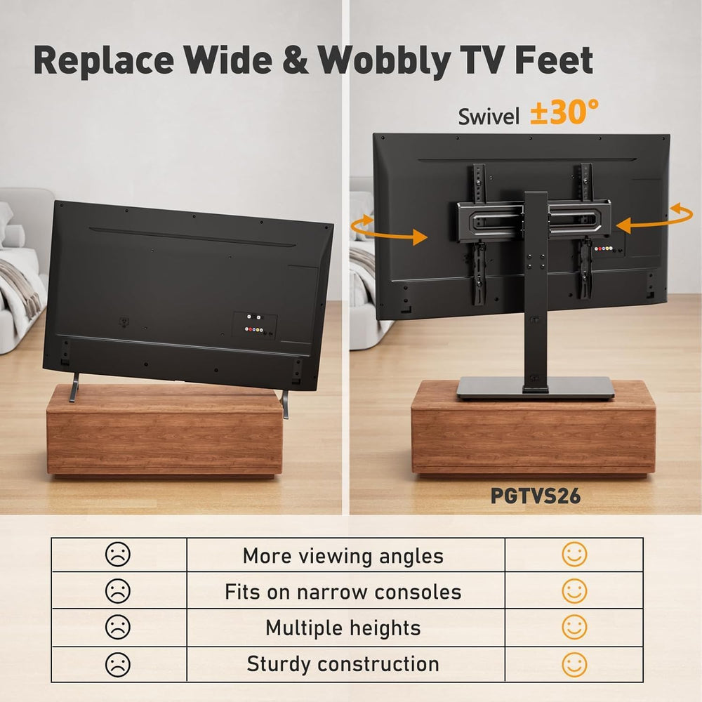 Perlegear Universal Swivel TV Stand Base for 32–70 inch TVs to 88lbs | 9-Leve...