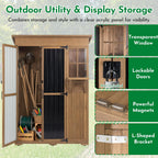 Outdoor Storage Cabinet, Large Wood & Metal Garden Shed with Foldable Table, Weather-Resistant Asphalt Roof, Lockable Doors & Adjustable Feet for Patio, Backyard, or Garage (47"L x 20"W x 70"H)