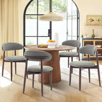COLAMY Wooden Dining Room Chairs Set of 4, Modern Upholstered Fabric Dining Chairs, Farmhouse Kitchen Side Chair with Foot Pegs, Green