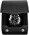 DailyWatch | Watch Roll Travel Case For 1 Watch | Luxury Watch Case In Genuine Black Leather With Soft Velvet Interior | Watch Case Protect, Store, & Display Your Watches | All Black