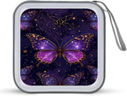Butterfly Purple CD DVD Case Holder, 40 Disc Storage Wallet with Exclusive Printed Design, Zipper Closure And Handle for Music Movies Games Travel Car