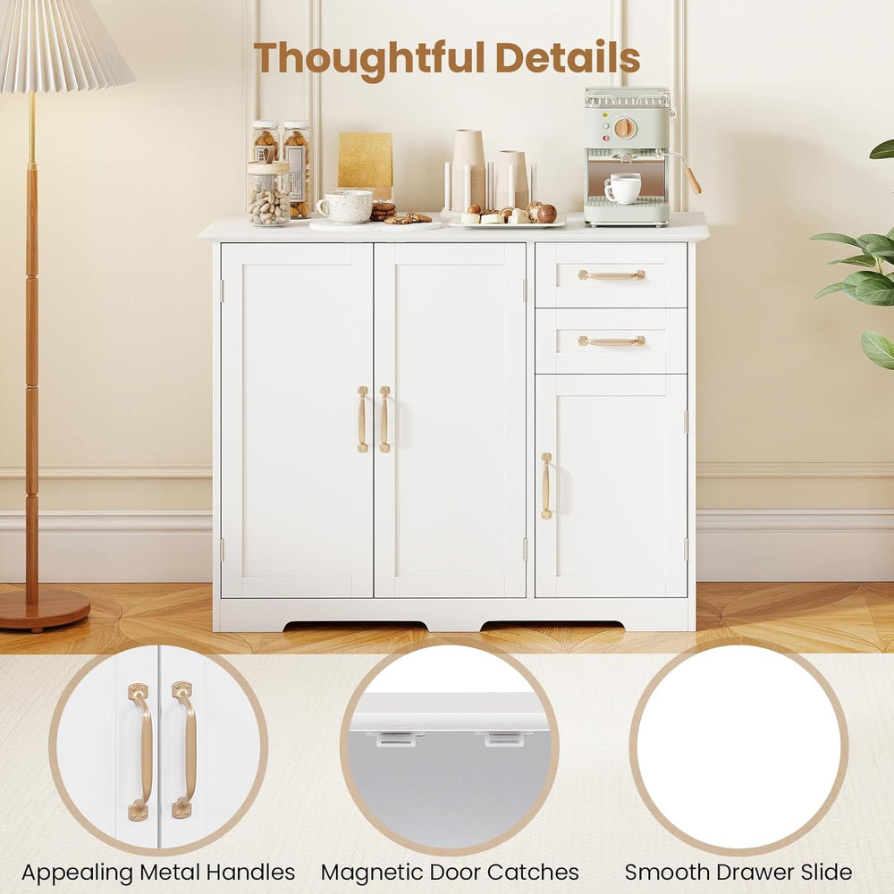 Giantex Sideboard Buffet Cabinet, Modern White Sideboard Cabinet with 2 Drawe...